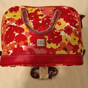 Dooney And Bourke hot pink zip top Satchel, floral